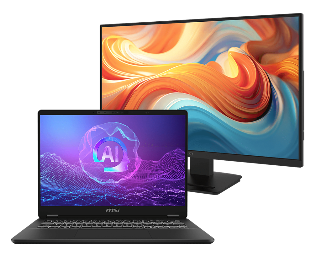 【限定商品組合】MSI COMMERCIAL NB PACK 微星商務筆電組合 (14吋U7+Win11Pro商務筆電 x 27吋FHD護眼螢幕)