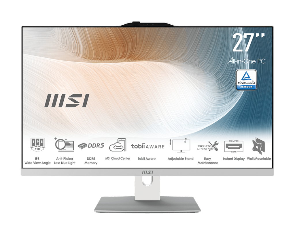 【會員點數回饋】MSI Modern AM272P 1M-860TW 微星一體成型電腦 ( 簡約白 / 可升降 )