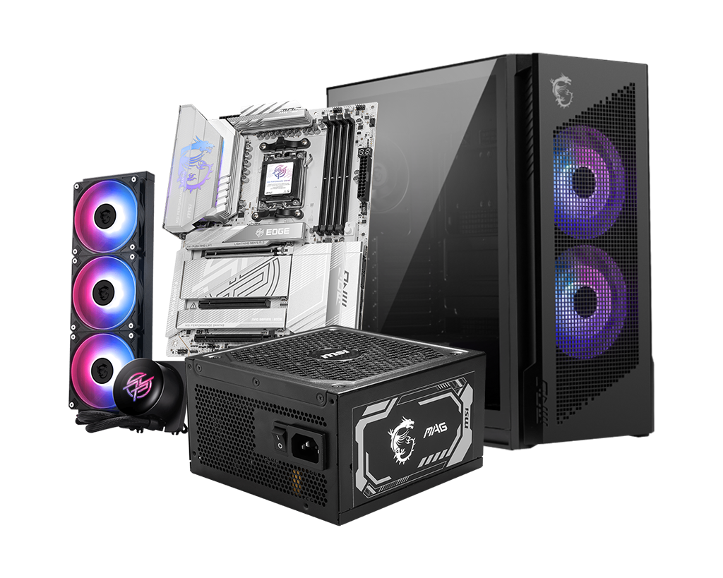 【尊榮登機箱活動】MSI DIY PACK 黑魂戰力套裝 (VELOX 300R × X870E EDGE TI WIFI × P13 360 × A1000GL PCIE5)