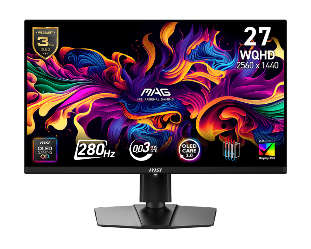 【2025熱銷推薦】MAG 271QP QD-OLED X28 電競顯示器 (26.5吋OLED/ 量子點/ 280Hz/ 0.03ms/ HDR400)