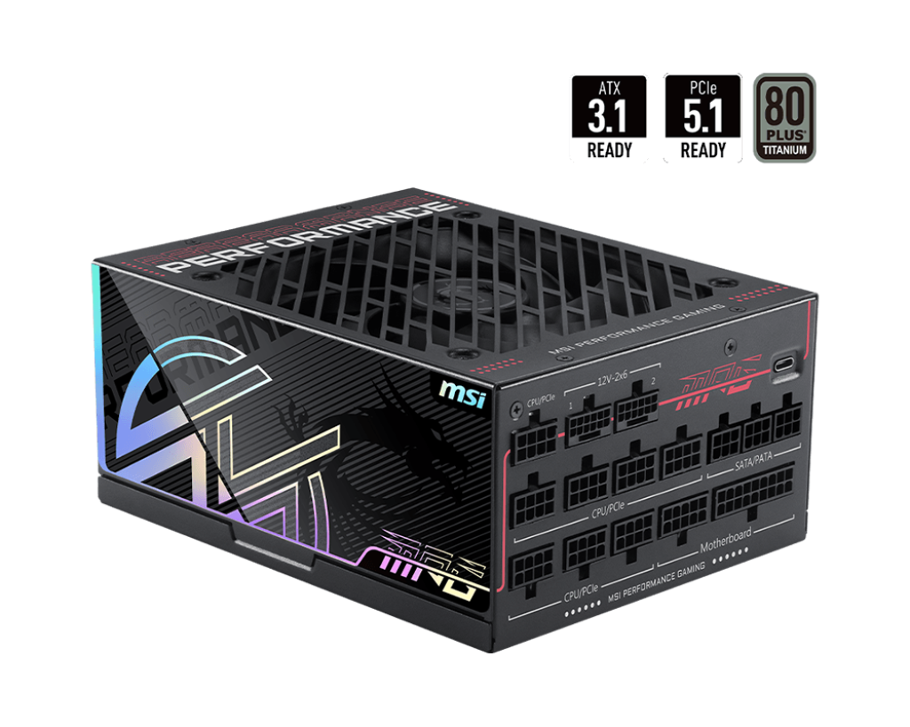 【新品】MSI MPG Ai1300TS PCIE5 微星1300瓦電源供應器 (80 Plus 鈦金認證 / 先進顯卡保護技術)