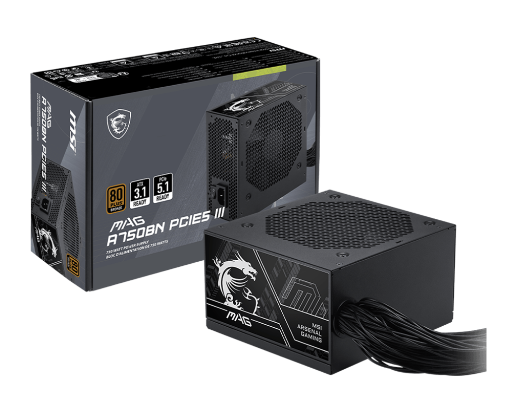 【福利品】MSI MAG A750BN PCIE5 III 微星750瓦電源供應器 (銅牌 / 支援PCIe 5.1 / ATX / 黑)