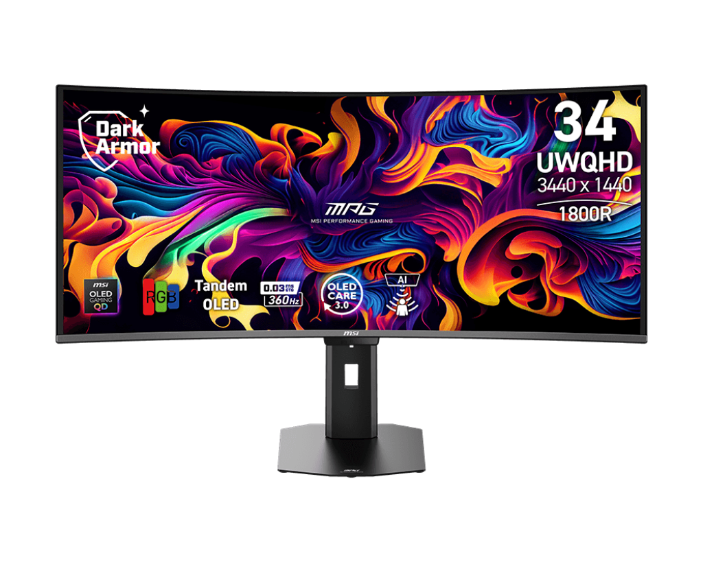 【會員點數回饋】MSI MPG 341CQR QD-OLED X36 微星34吋高更新率電競顯示器 ( 1800R曲面螢幕 / 360Hz / 0.03ms )