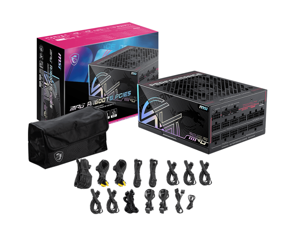 【新品】MSI MPG Ai1600TS PCIE5 微星1600瓦電源供應器 (80 Plus 鈦金認證 / 先進顯卡保護技術)