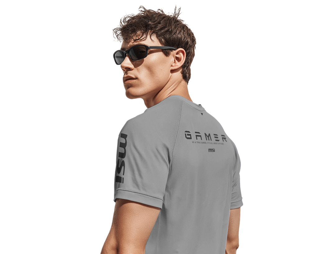 【新品上市】MSI Gamer Series Wicking Raglan T-shirt 微星玩家系列排汗拉克蘭袖T恤 (淺灰)