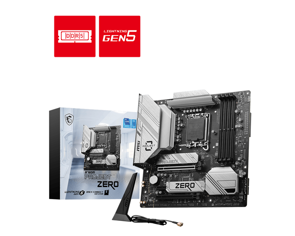 B760M PROJECT ZERO 微星主機板 (背插版-DDR5 / mATX / LGA1700)