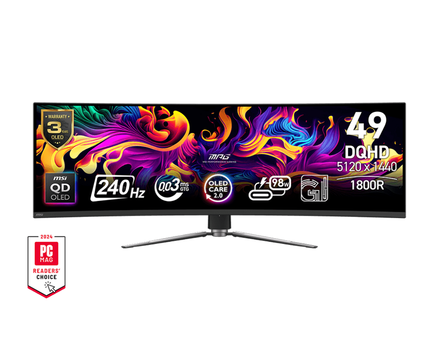 【新品上市】MPG 491CQPX QD-OLED 電競顯示器 (49型曲面1800R/ 32:9/ 240Hz)