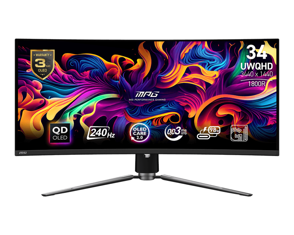 【降價】MPG 341CQPX QD-OLED 曲面電競顯示器 (34型曲面 / 240Hz / HDMI2.1 / 量子點)