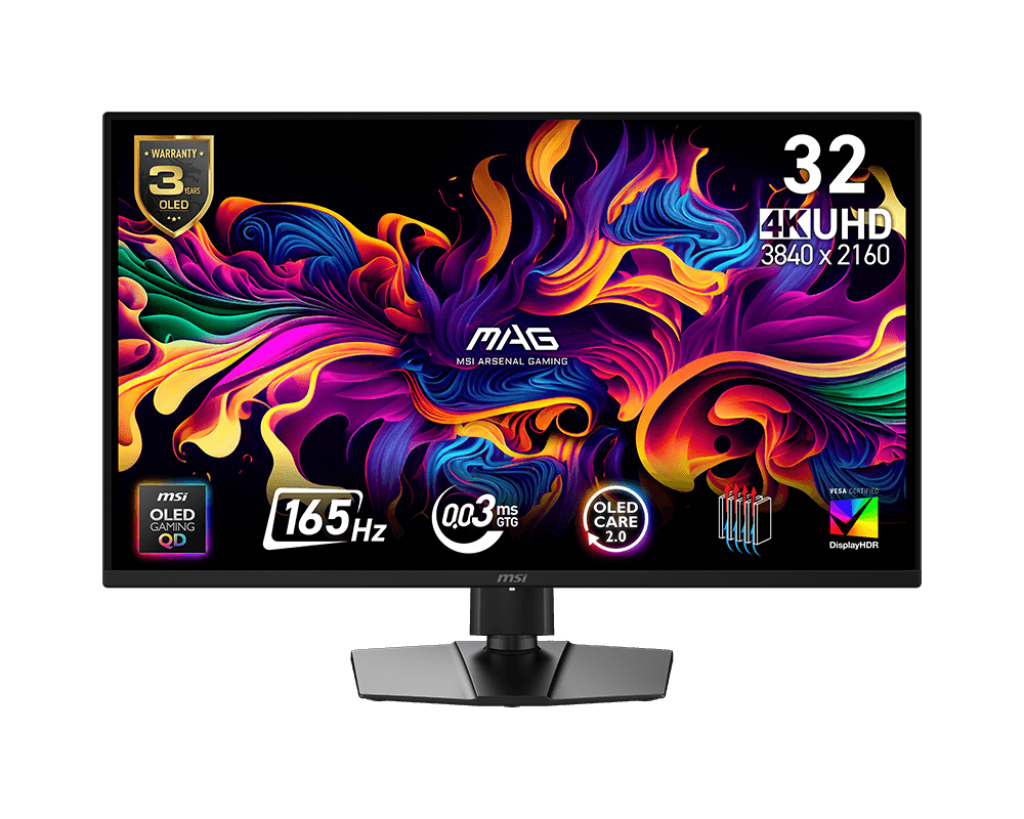 【暑期限時優惠】MSI MAG 322UP QD-OLED E16 微星4K電競顯示器 ( 0.03m / HDR450 / 雙HDMI 2.1 / 人體工學支架 )