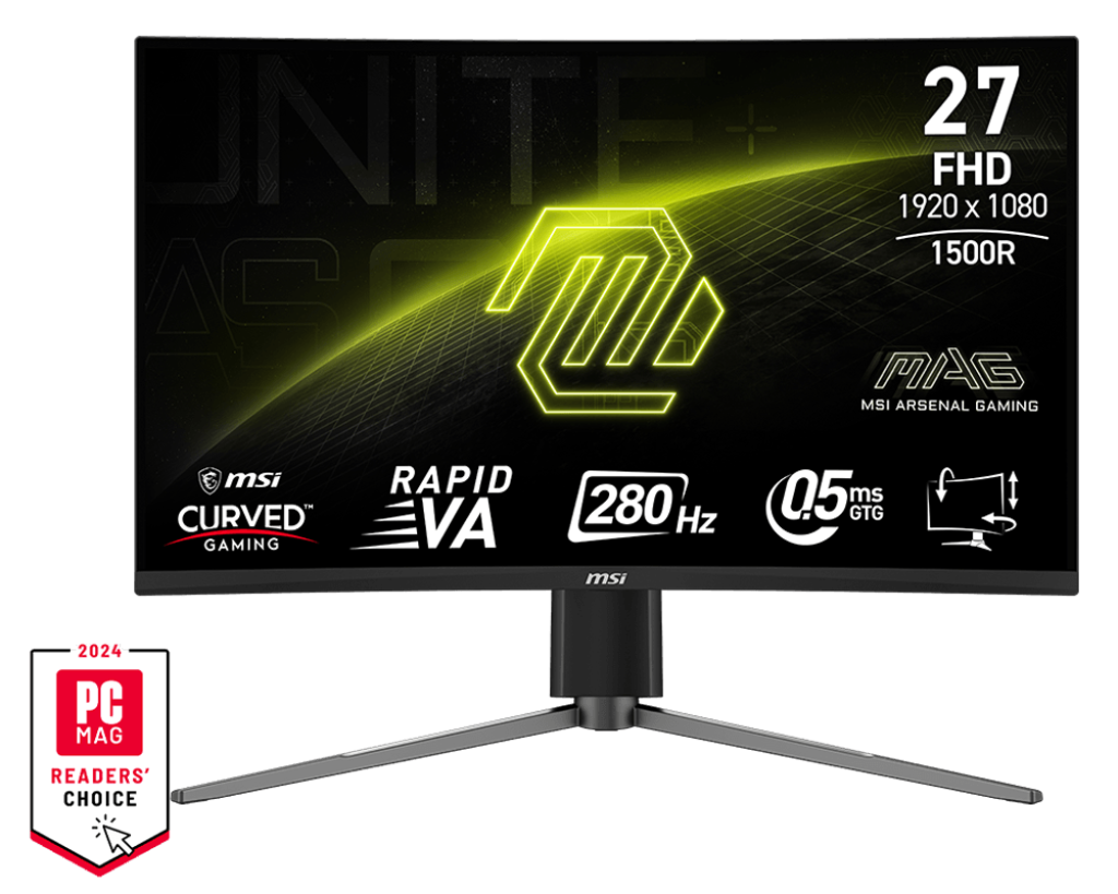 【新品上市】MAG 276CPXF 電競顯示器 (27型Rapid VA/ 1500R曲面屏/ 280Hz/ 0.5ms/ AI Vision)