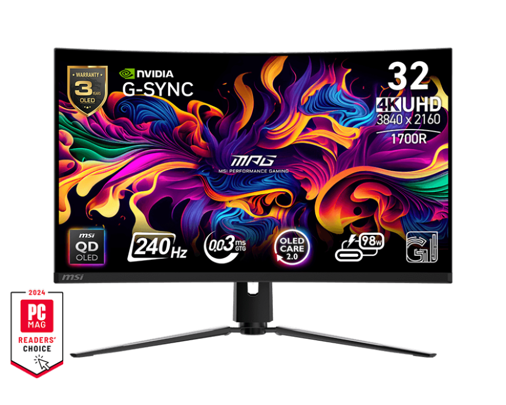 MSI MPG 321CURX QD-OLED 微星高刷新4K電競顯示器( 1700R曲面屏/ 240Hz