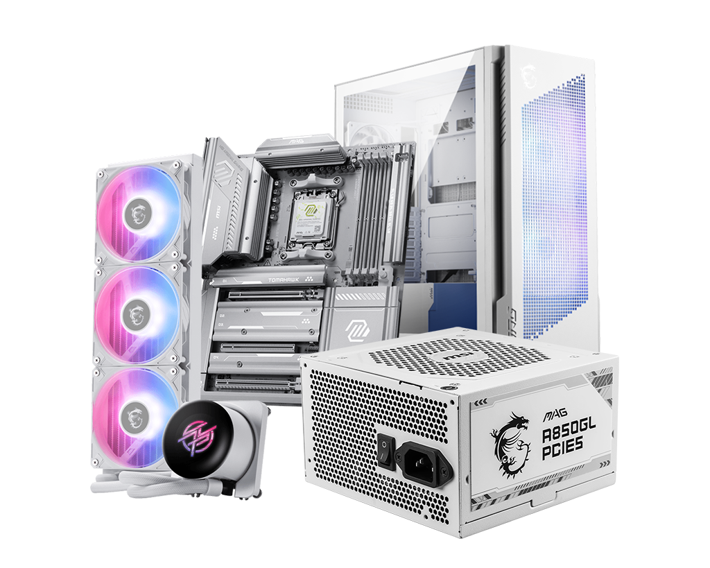 【尊榮登機箱活動】MSI DIY PACK 白色夢幻套裝 (VELOX 300R × X870E TOMAHAWK × P13 360 × A850GL PCIE5 x WHITE)