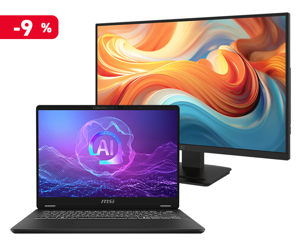 【限定商品組合】MSI COMMERCIAL NB PACK 微星商務筆電組合 (14吋U7+Win11Pro商務筆電 x 27吋FHD護眼螢幕)