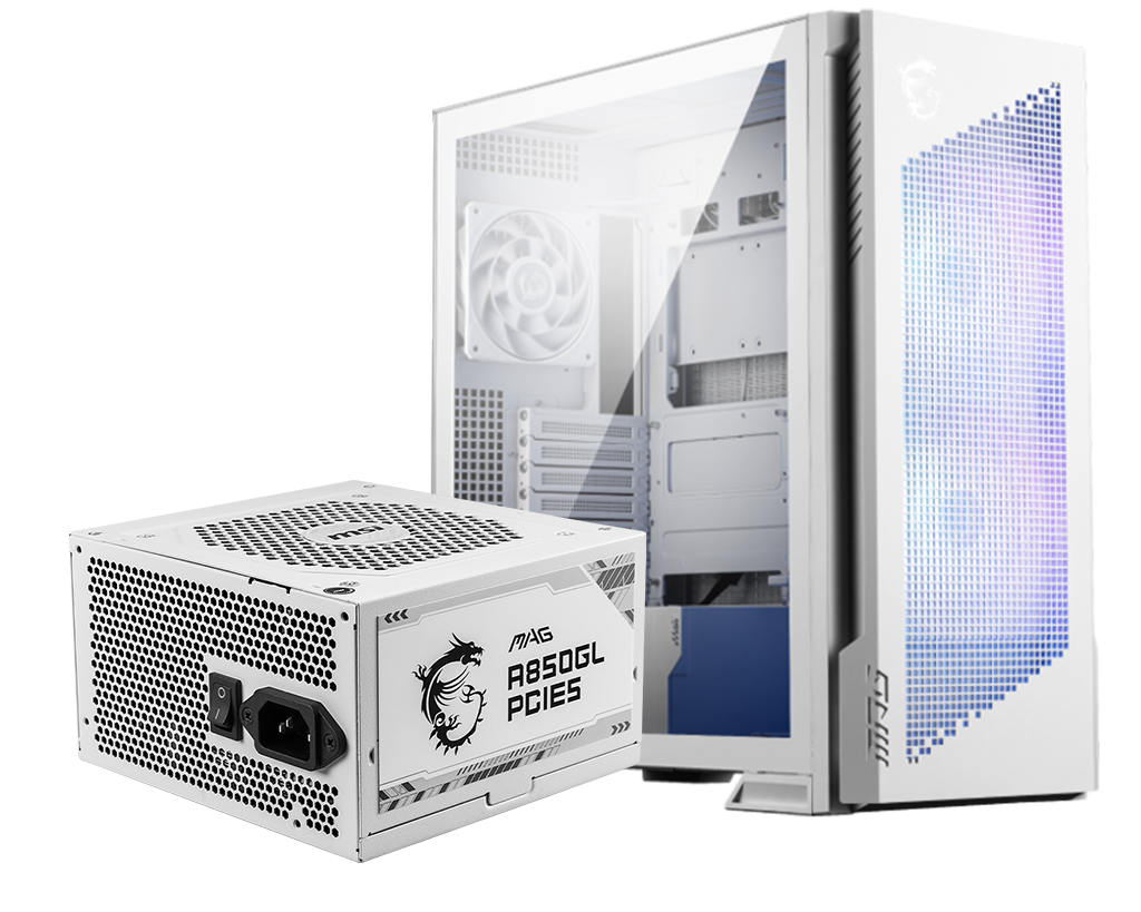 【贈微星小龍桌曆】MSI DIY PACK 白色機箱電源組合 (VELOX 300R × A850GL PCIE5 x WHITE)