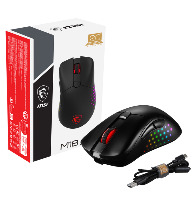 【限定活動贈品】MSI Gaming Mouse_M18_20th 無線藍芽電競滑鼠 (筆電20周年紀念款)