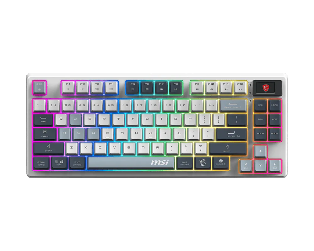 【新品】MSI FORGE GK600 TKL WIRELESS SKY TC 微星多功能機械式鍵盤 ( 三模無線 / 無數字鍵設計 / 電量顯示螢幕 )