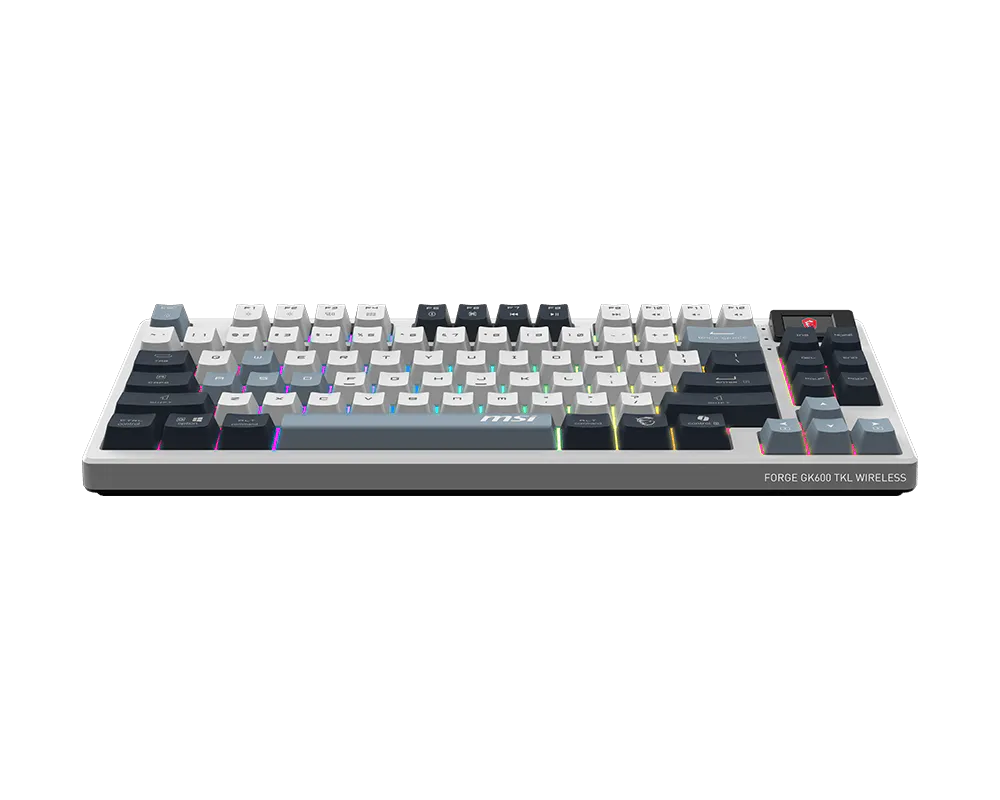 【新品】MSI FORGE GK600 TKL WIRELESS SKY TC 微星多功能機械式鍵盤 ( 三模無線 / 無數字鍵設計 / 電量顯示螢幕 )