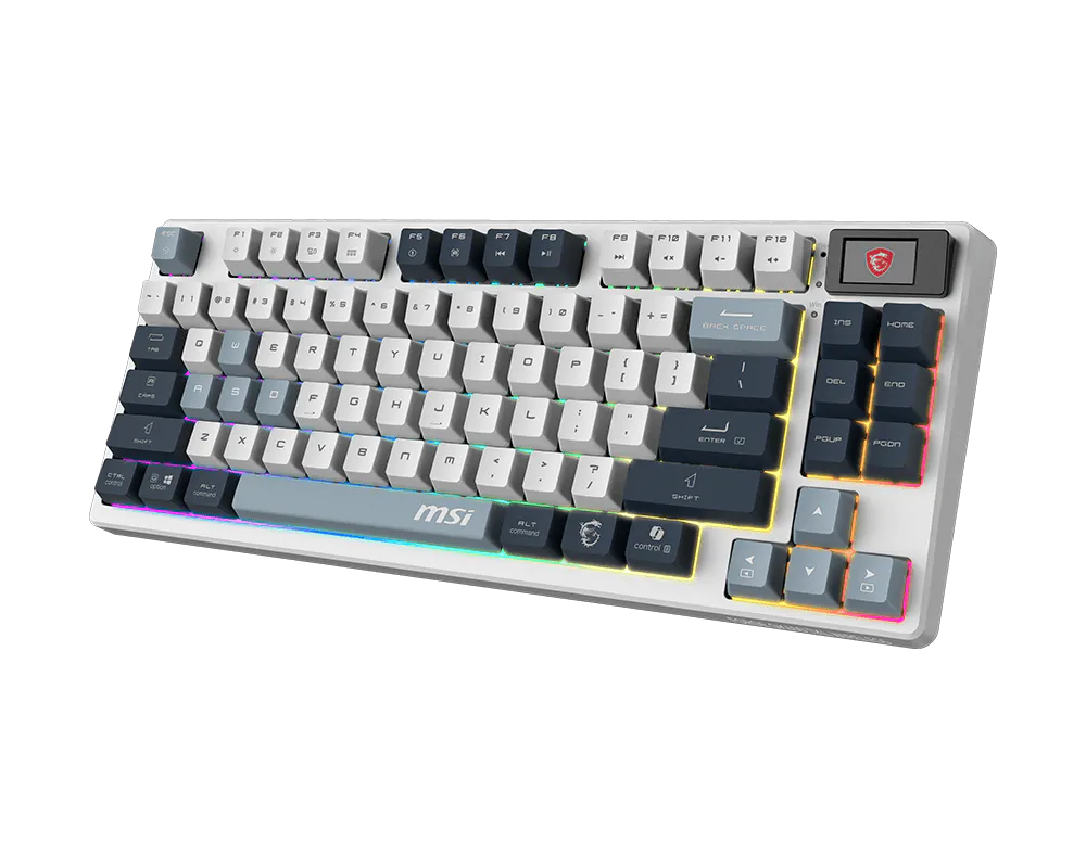 【新品】MSI FORGE GK600 TKL WIRELESS SKY TC 微星多功能機械式鍵盤 ( 三模無線 / 無數字鍵設計 / 電量顯示螢幕 )