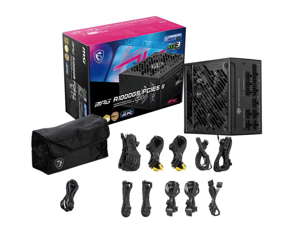 【福利品】MSI MPG A1000GS PCIE5 II 微星1000瓦電源供應器 (80 PLUS 金牌認證/ 支援50系列顯卡/ 支援2組12V-2x6)