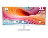 【618限時優惠】MSI PRO MP341CQW E12 微星34吋曲面美型顯示器 (34吋VA/ 1500R/ 21:9/ 準4K/ 內建2W喇叭/ 白)