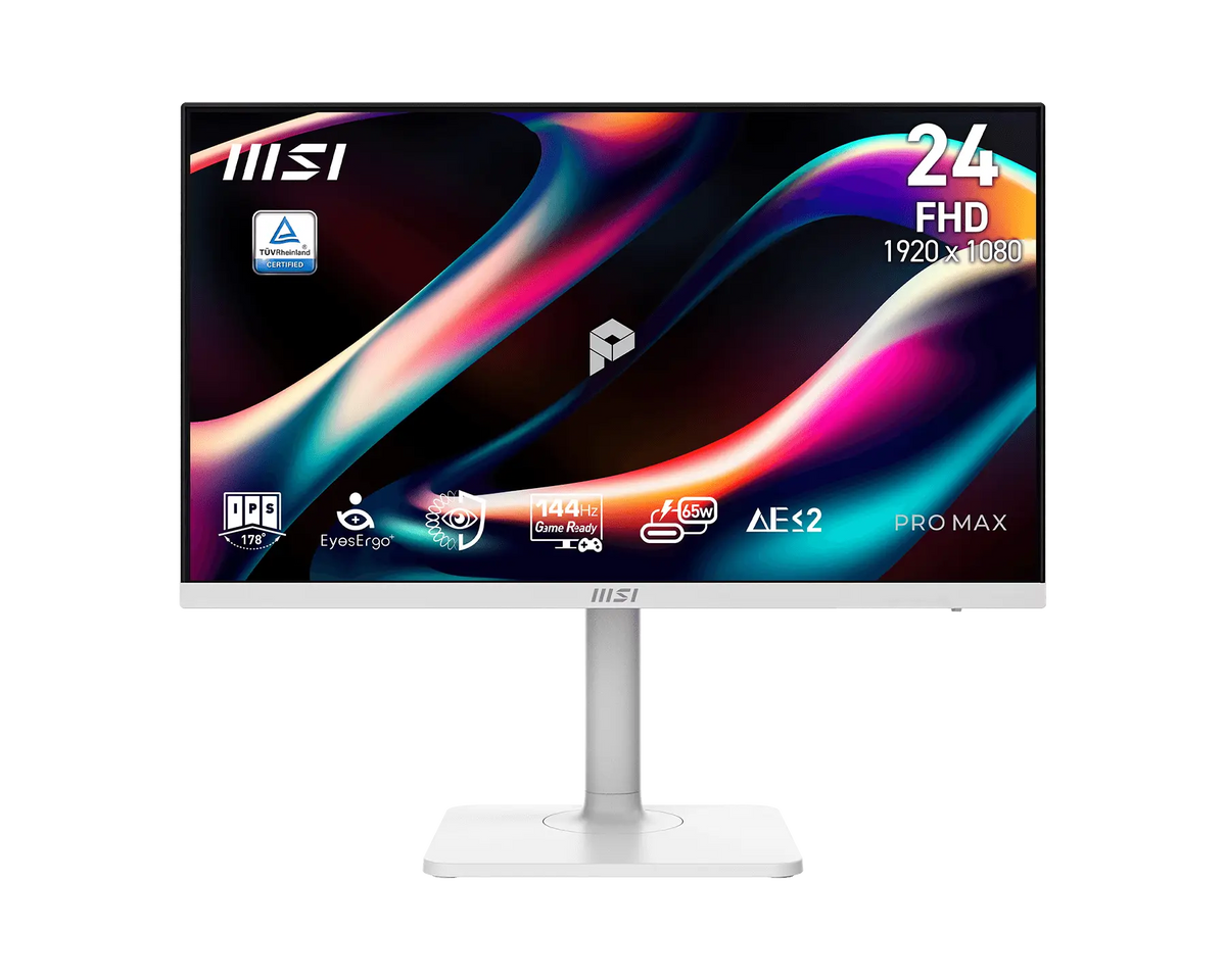 【新品】MSI PRO MAX 241PHW E14 微星旋轉美型顯示器 ( IPS / 144Hz / 人體工學支架 / 白 )
