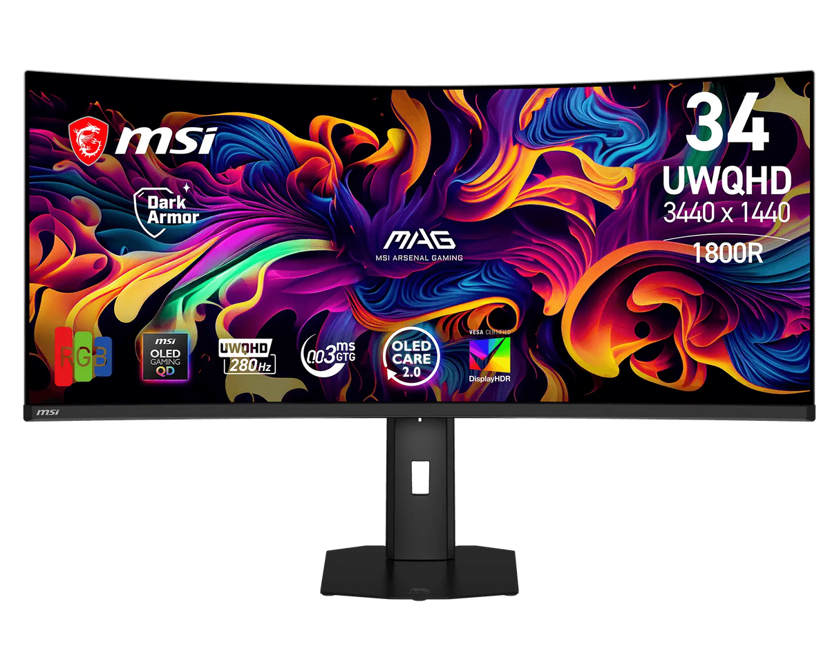 【新品】MSI MAG 341CQP QD-OLED X28 微星34吋高更新率電競顯示器 ( 280Hz / 1800R曲面屏 / 21:9 / 1300尼特 )