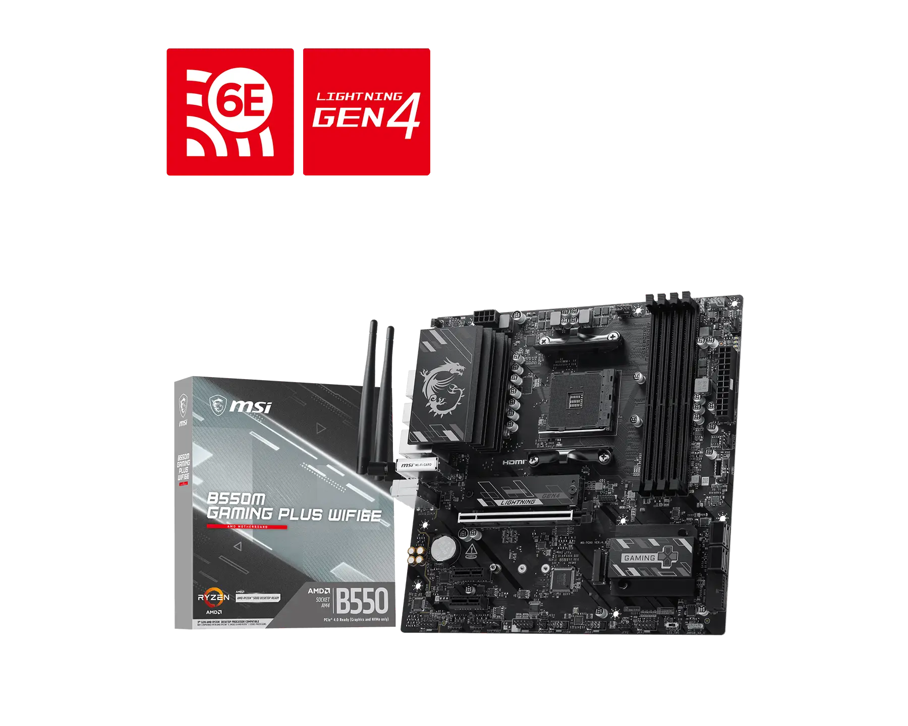 【新品】MSI B550M GAMING PLUS WIFI6E 微星主機板 ( mATX / AM4 / DDR4 / PCIe 4.0 )