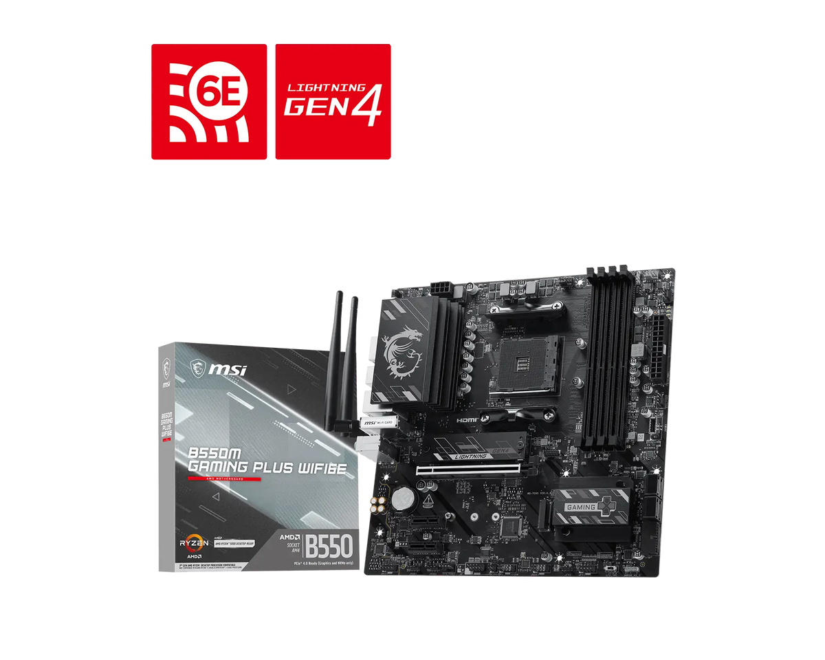 【新品】MSI B550M GAMING PLUS WIFI6E 微星主機板 ( mATX / AM4 / DDR4 / PCIe 4.0 )